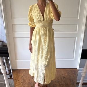 Yellow puff sleeve sundress